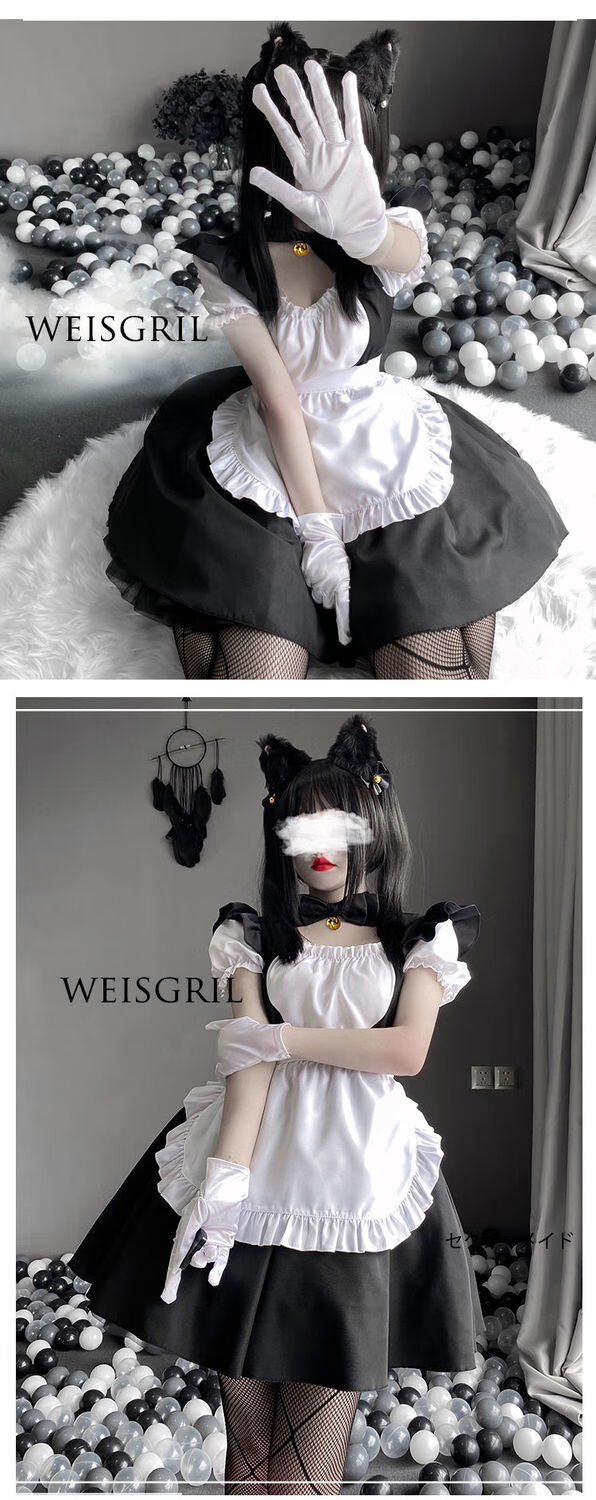 cosplay女仆装制服全套日常洛丽塔连衣裙女泡泡袖小野猫炸街裙子sm