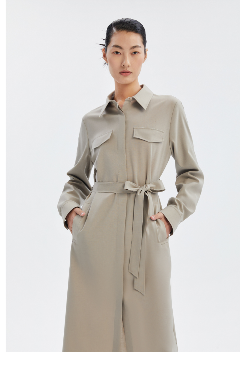 gloria歌莉娅2022年春季新品精纺羊毛风衣式连衣裙123l4k0u060w沙褐色