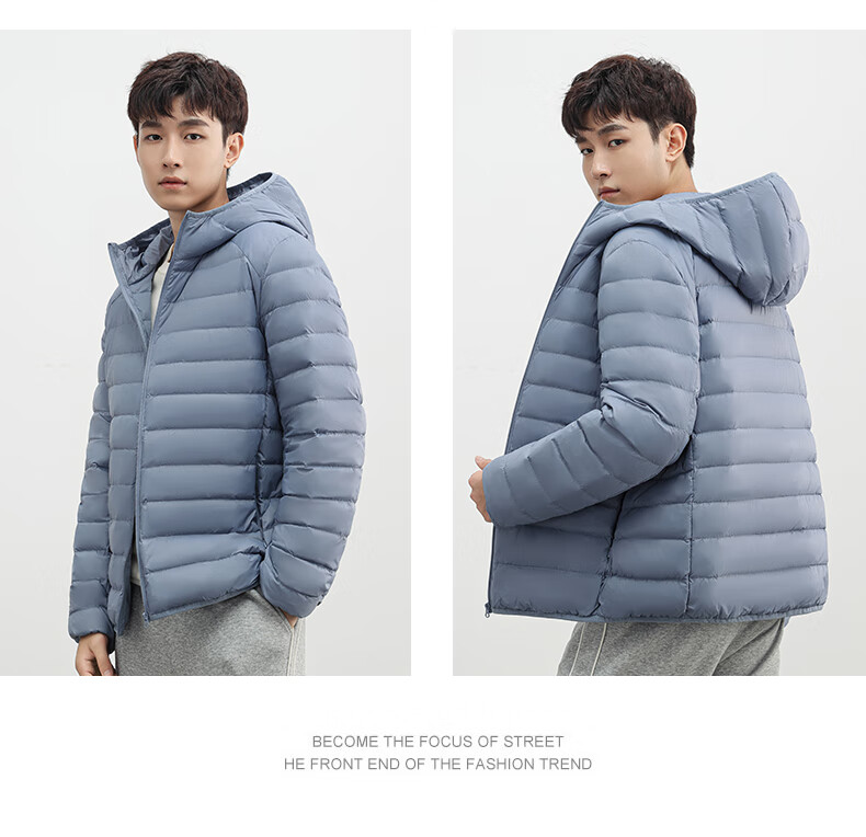 YAYA down Jacket for Men, Autumn And Winter Warmth, Solid Color Short Hooded Style, Unisex Lightweight down Coat, Suitable for Young And Middle-Aged Outdoor Activities 8