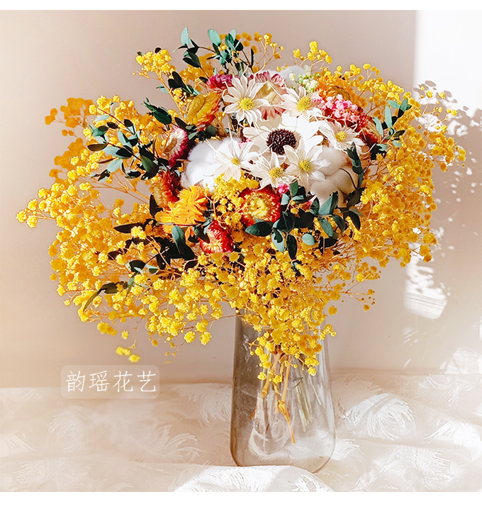 新品云南干花花束混搭永生花满天星银柳送礼居家插花花艺仲夏不含花瓶