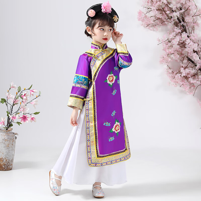 儿童清朝古装格格服饰春秋还珠格格服装公主女童晴川宫女满族旗服