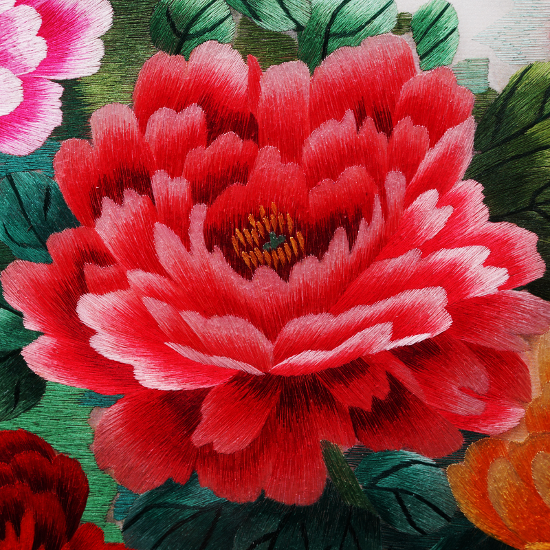 图花开富贵手工苏绣刺绣画沙发客厅装饰画7970中华牡丹85205错针绣