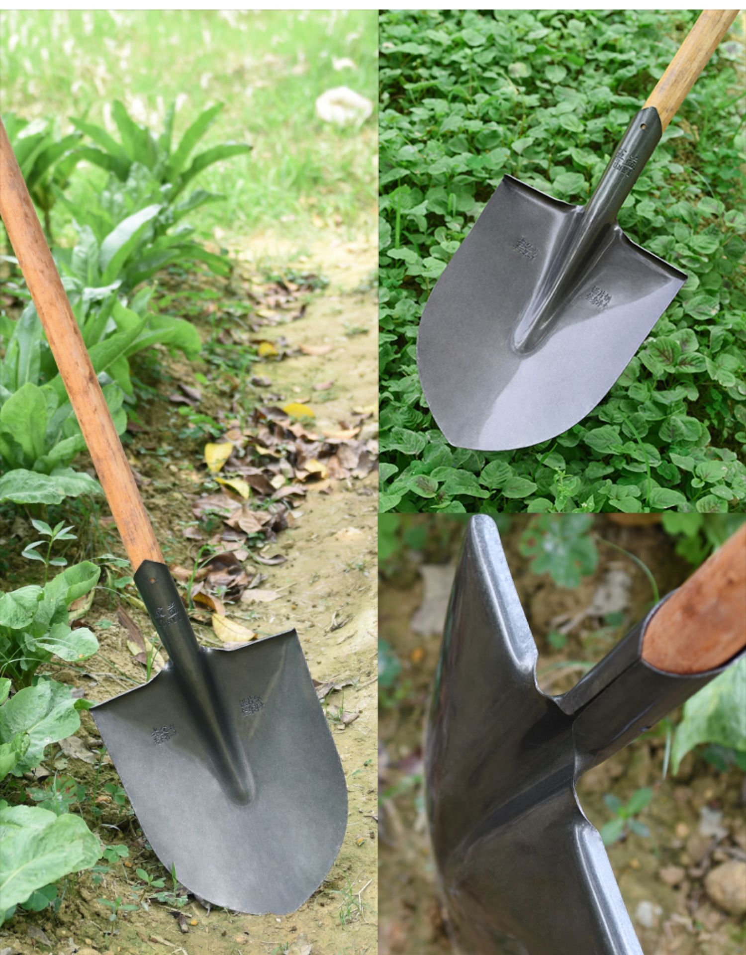 定制户外农用锰钢木柄大铁锹多功能平头铲工兵铲挖土园艺铲子工具加厚