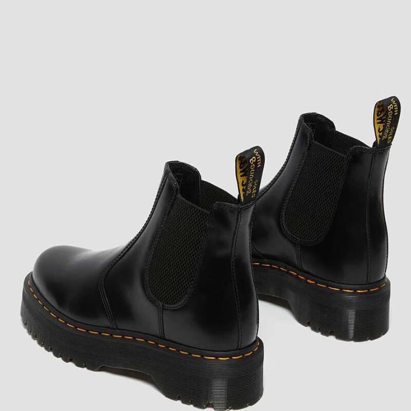 martens)smooth leather 2976 男女同款光滑皮革厚底切尔西靴 black