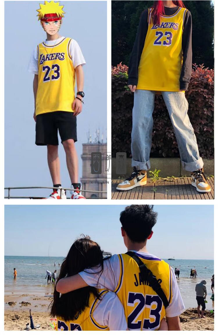 nba詹姆斯球衣湖人队23号詹姆斯球衣男女学生韩版情侣篮球服bf外穿