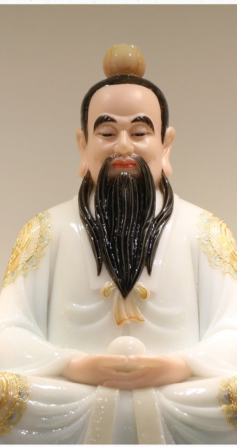 三漫陀汉白玉道教三清佛像摆件道教祖师道德元始灵宝天尊神仙坐像 39