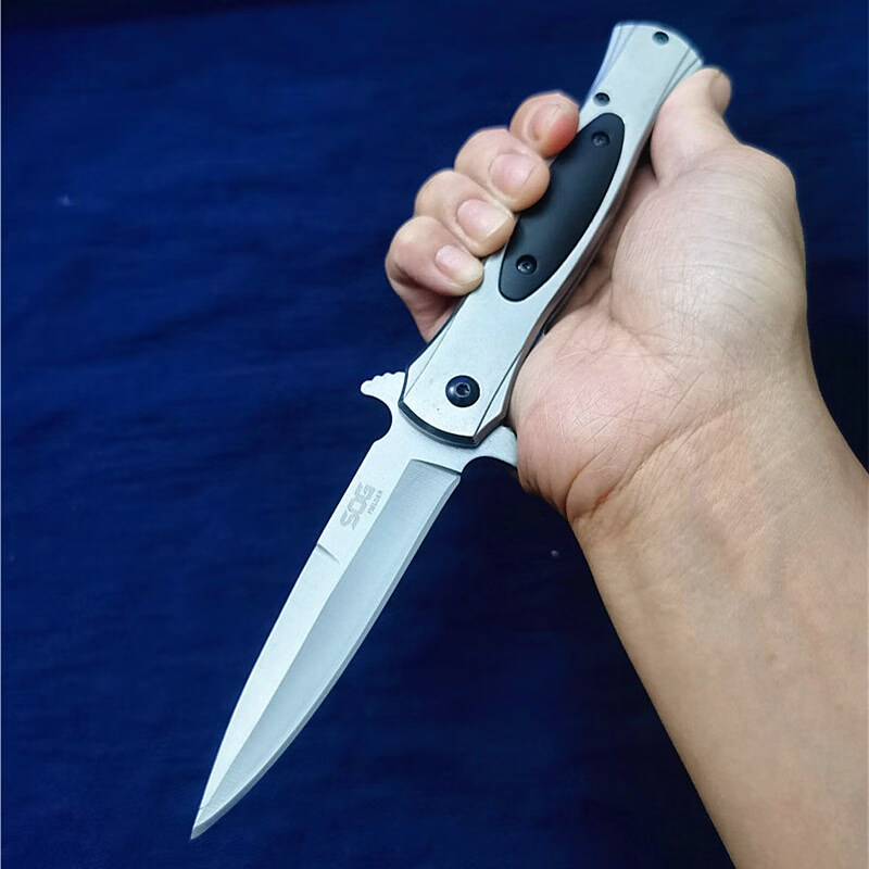 折叠刀高硬度短刀防身冷小刀水果刀户外随身求生露营钓鱼折刀 黑色 60