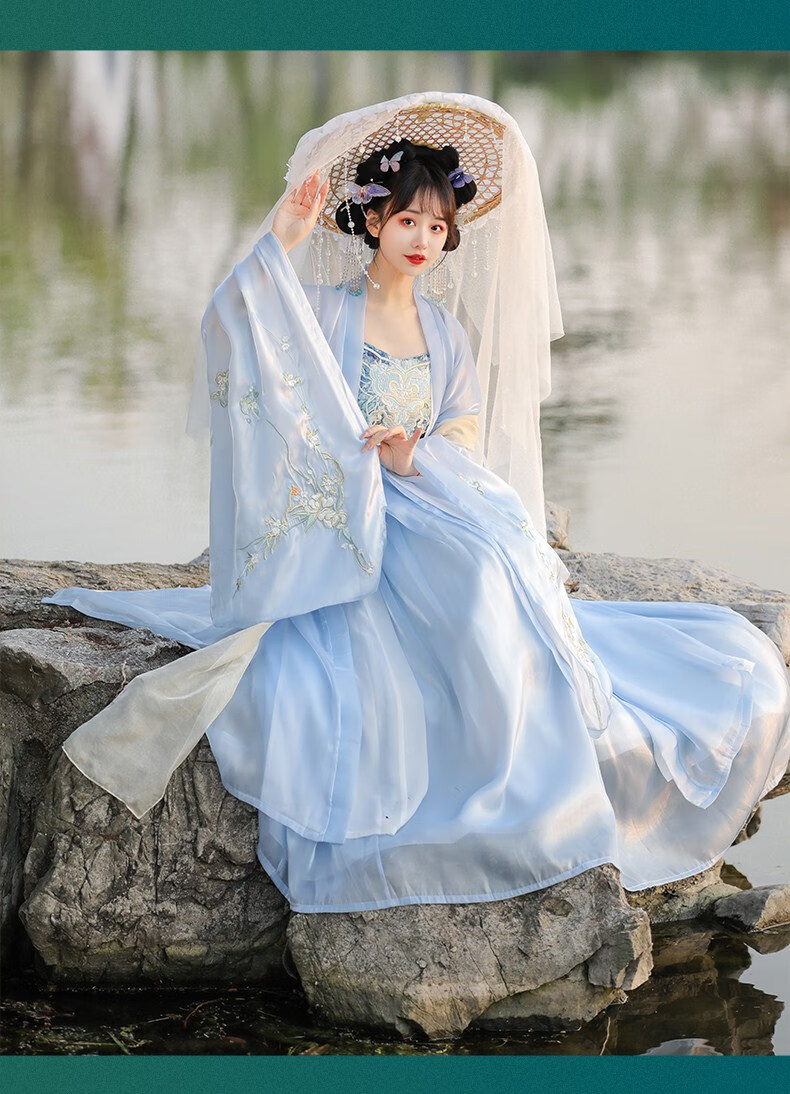 bibing唐制原创汉服女裙中国风古装绿色广袖流仙裙超仙飘逸改良夏款