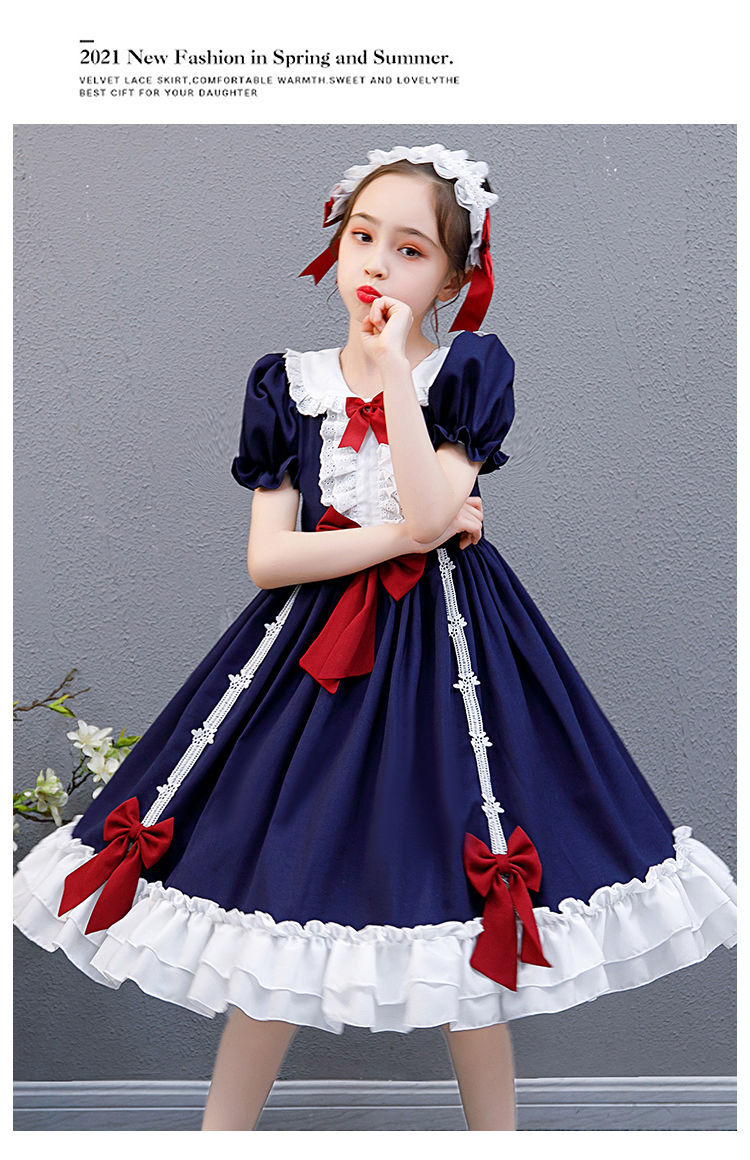 缘丝霞洛丽塔儿童夏季连衣裙萝莉塔女孩裙子9-12岁女童公主裙夏天薄款