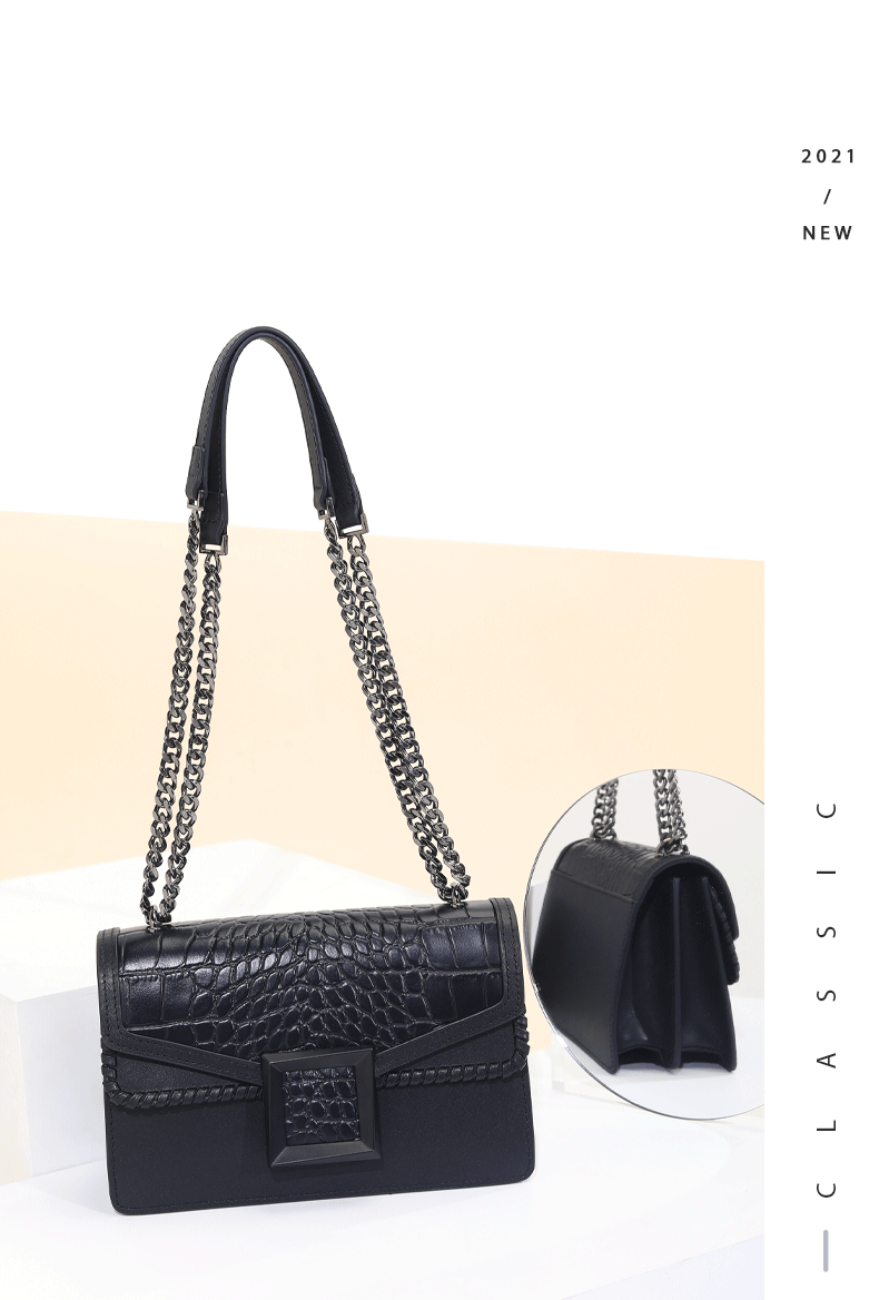 saturdaymode头层牛皮革女士包包10黑色