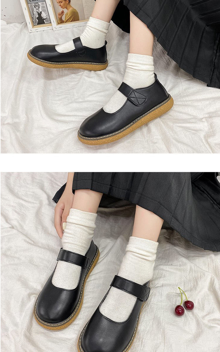 辅宾软妹大头鞋可爱圆头jk基础鞋子女日系百搭猪腰小皮鞋学生韩版单鞋