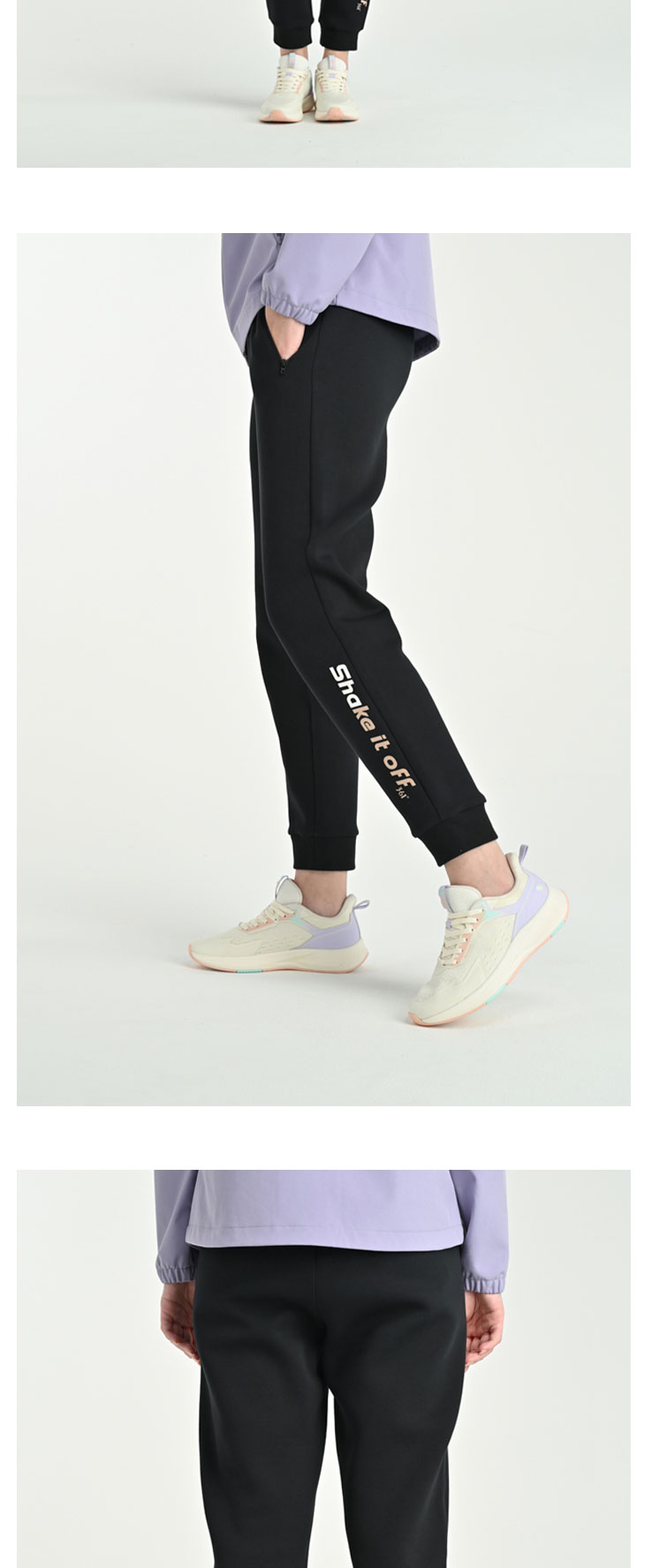 361运动裤女装2022春季新款束脚加厚针织长裤保暖黑色裤子休闲裤纯黑s