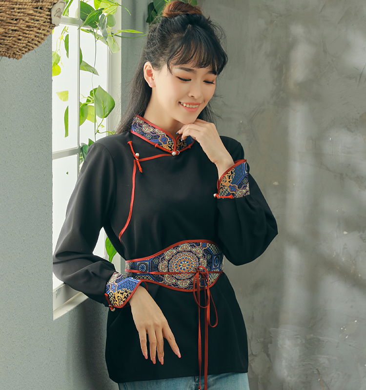 成人夏季日常蒙古族服装蒙古袍女蒙古生活装女蒙古女族上衣蒙古服饰