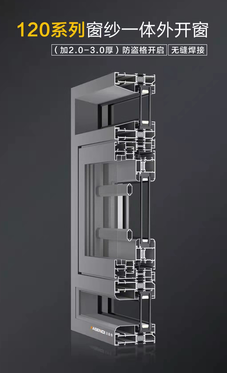 法森帝fs120无缝焊系统门窗pvb夹胶三层玻璃隔音断桥铝门窗封阳台隔音