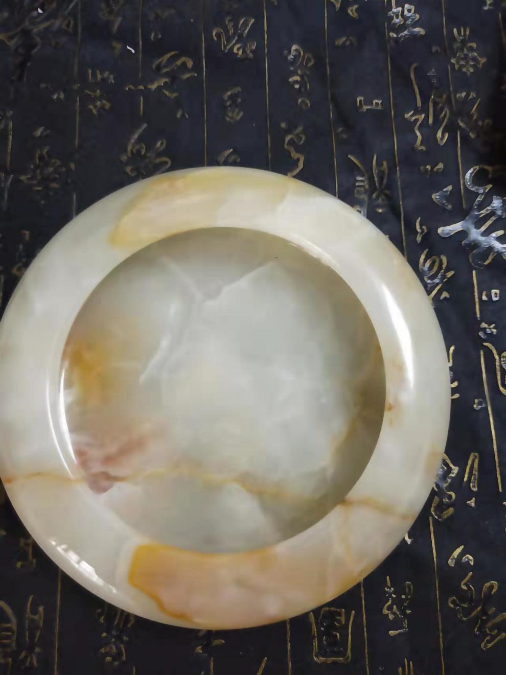 玉石烟灰缸创意家用天然石头大理石烟灰缸大号办公室摆件商务礼品订制