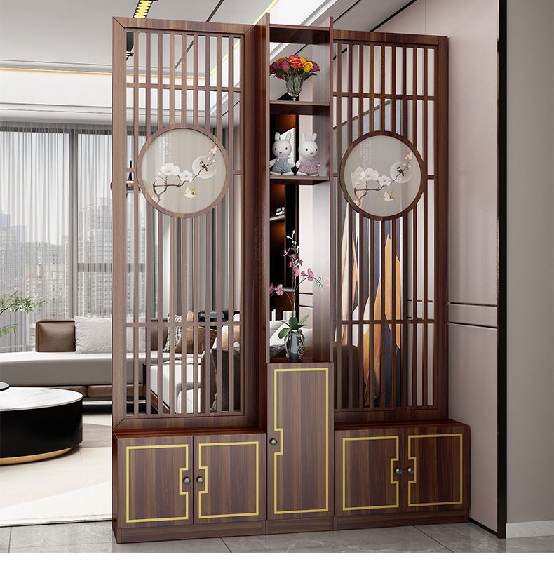 心影 屏风隔断客厅新中式玄关柜实木格栅入户遮挡装饰镂空轻奢卧室