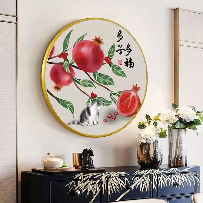 卡卡新款红石榴多子多福十字绣客厅玄关茶室书房简单小件37种线满绣