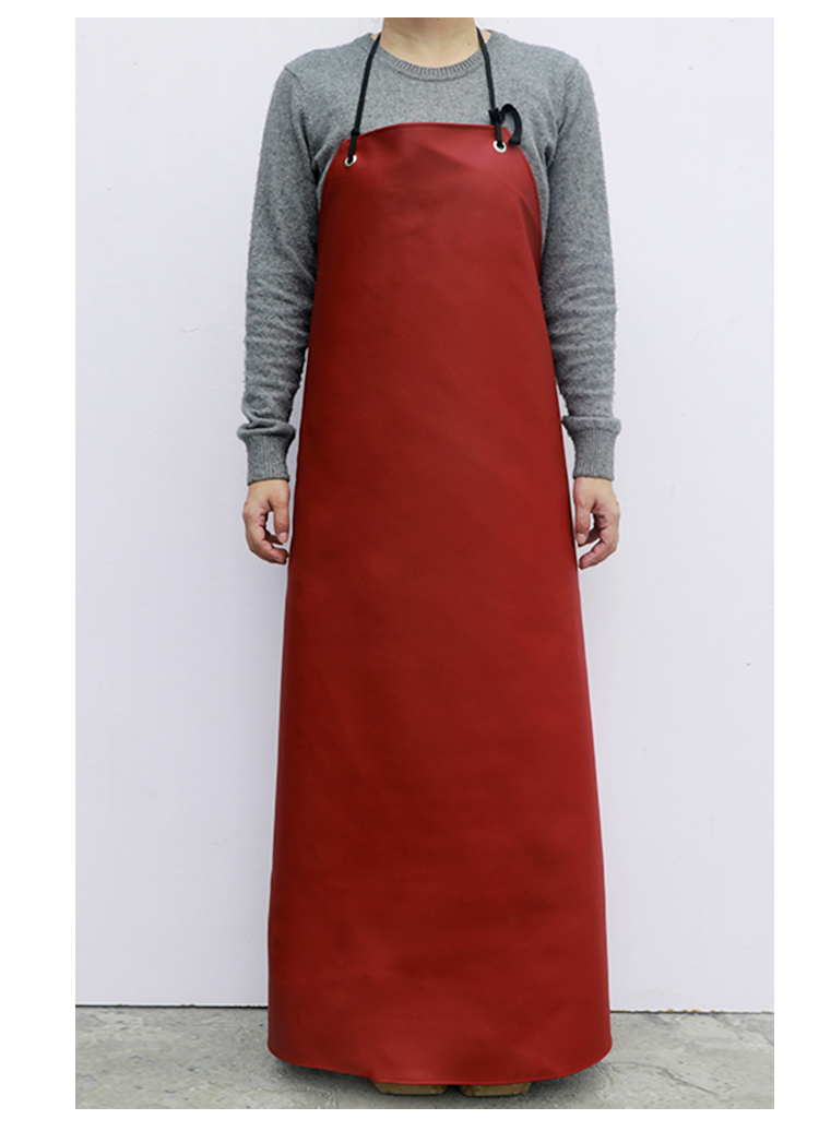 雷事兴防水防油皮革围裙男女白色厨房饭店工厂作业服长款加厚pu工装围