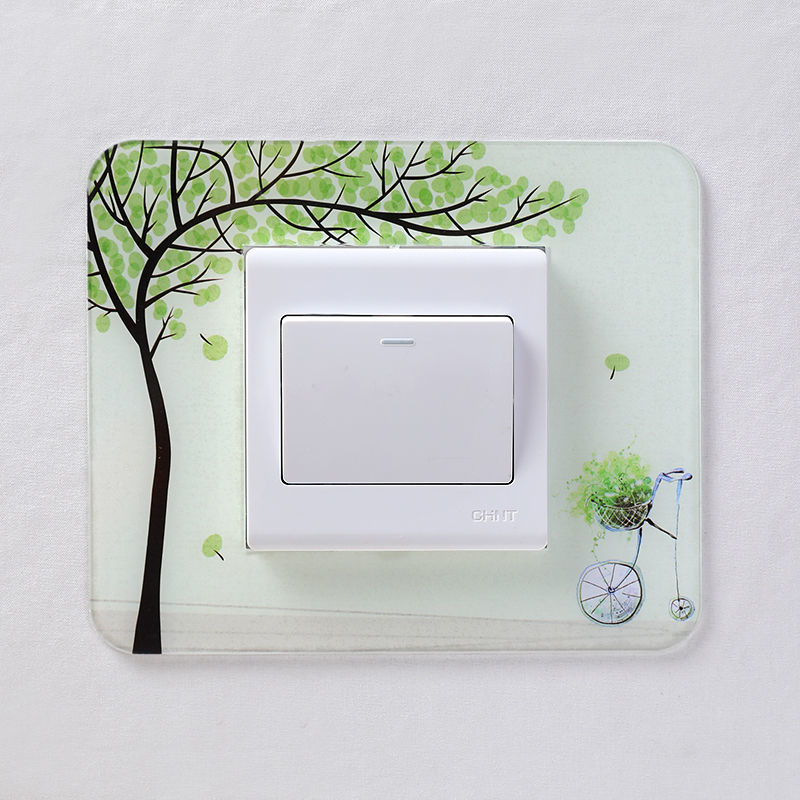 开关装饰贴墙上开关套现代中式插座亚克力墙壁防水遮丑86型保护套方形