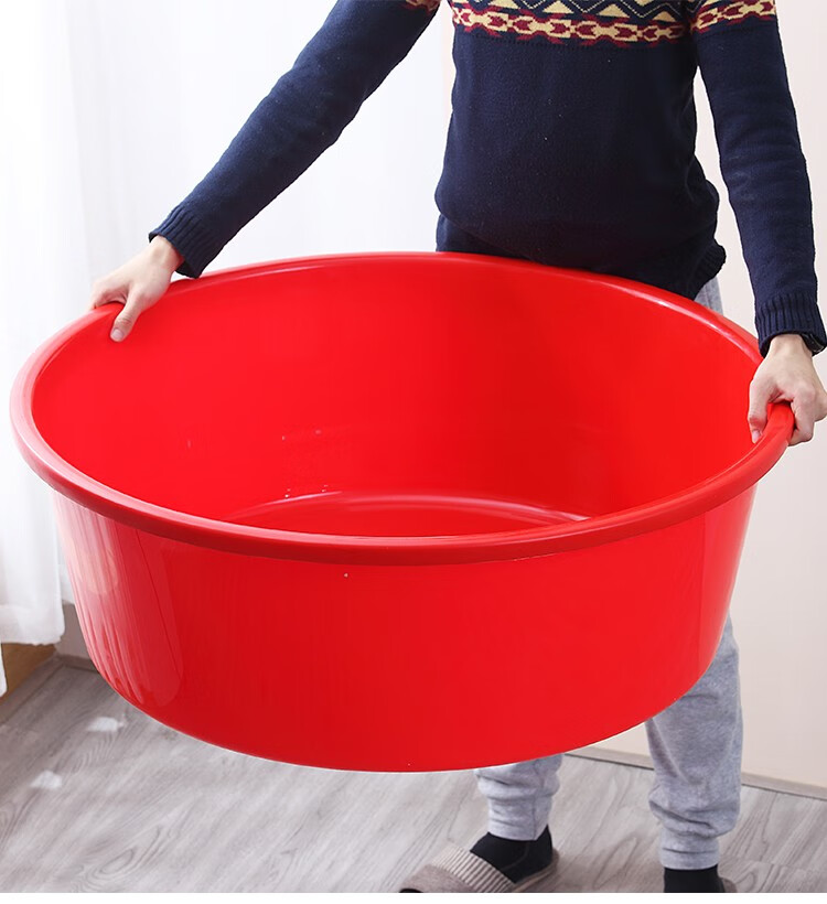 君冉红色塑料盆加厚洗澡盆大号洗衣服盆洗菜大红盆喜庆大红色盆宝宝
