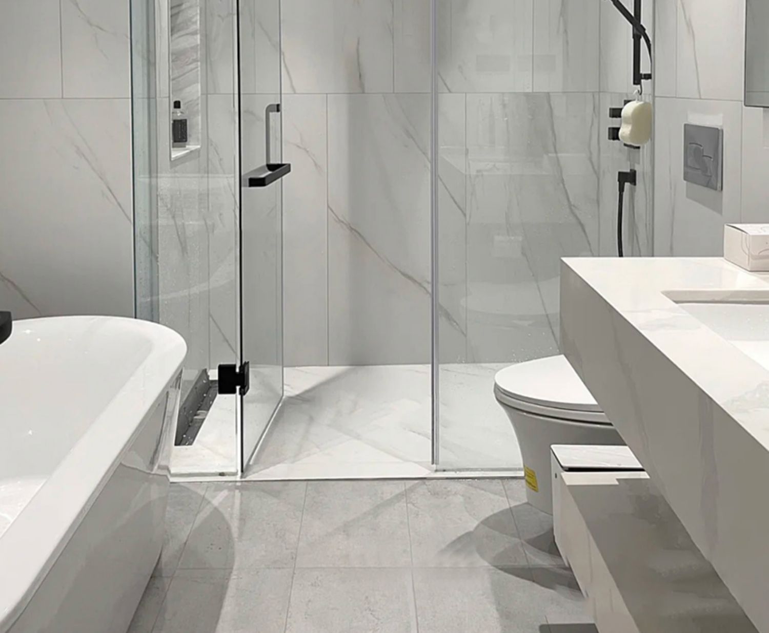 雾隐门 极简无边框平开门淋浴房玻璃门隔断卫生间干湿分离长方形浴室