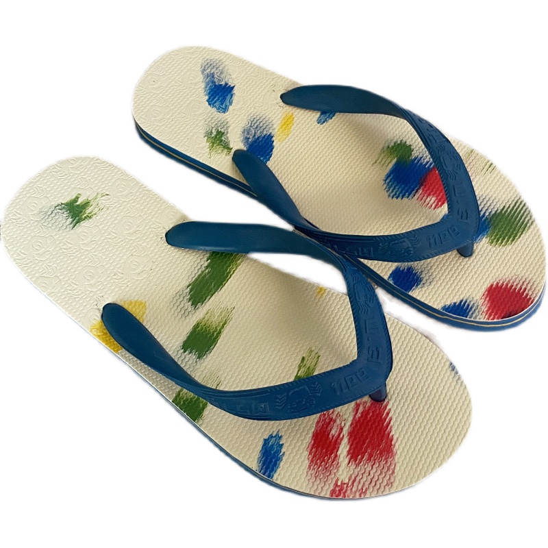 红·蜻·蜓品牌泰国进口螃蟹牌天然橡胶经典涂鸦人字拖鞋不臭脚耐磨