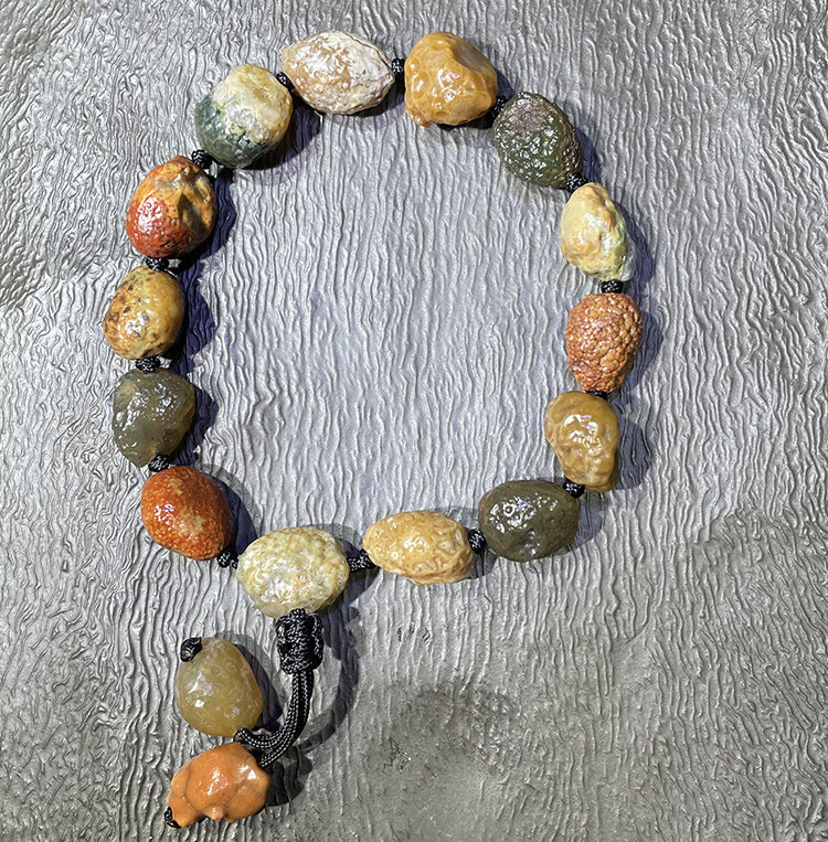 阿拉善手串 戈壁石 玛瑙原石 奇石 阿拉善石 筋脉石原石手串 6号单颗