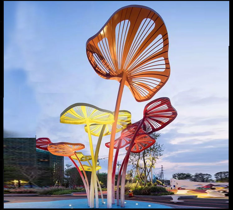 不锈钢树形叶形廊架雕塑装置现代异形钢板花状蜂窝状金属铁艺景观