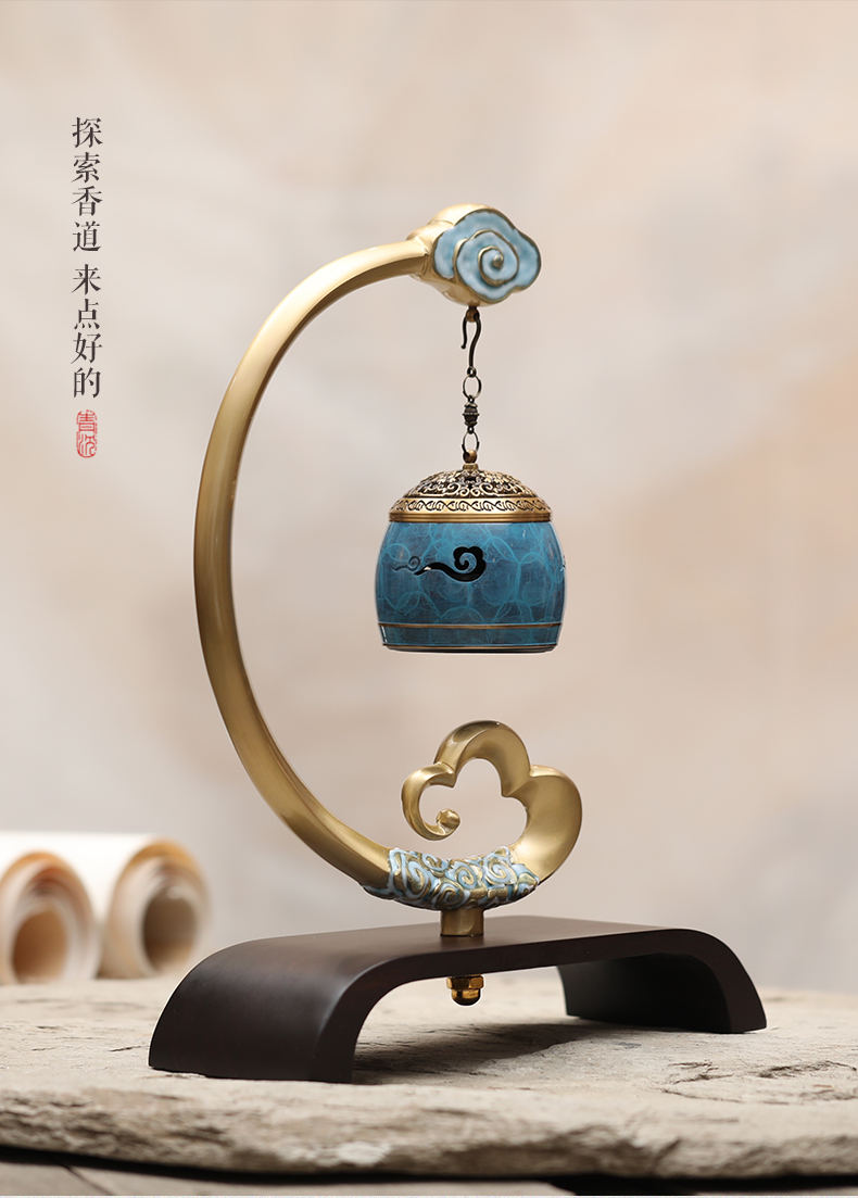 纯铜音乐机香炉家用室内檀香炉创意禅意摆件茶道音响古典盘香炉平步
