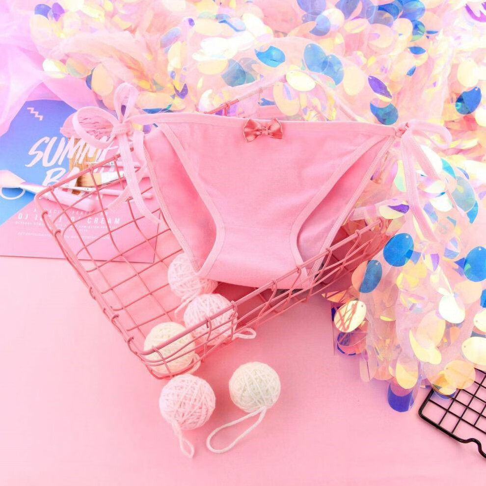 碧冰日系少女粉色蓝色条纹胖次可爱二次元动漫内裤系带学生三角 白色f