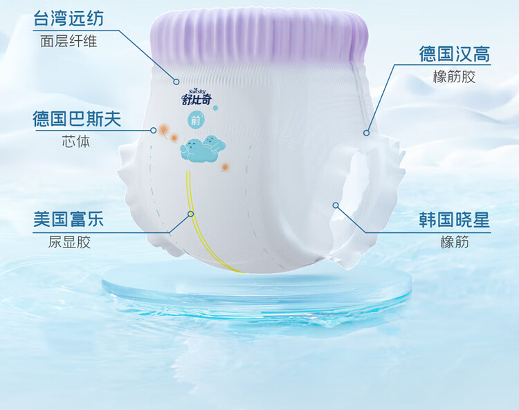 舒比奇（Suitsky）透气薄敏感肌拉拉婴儿国产尿裤尿不拉拉裤新生儿超薄柔软成长裤婴儿尿不湿国产尿裤 拉拉裤XL码32片【12-17KG】详情图片44