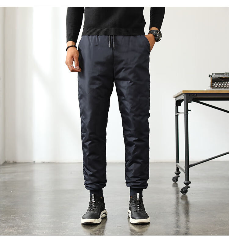 秋冬季新款男士羽绒裤男外穿白鸭绒裤加厚爸爸高腰羽绒裤鸭绒青中加绒