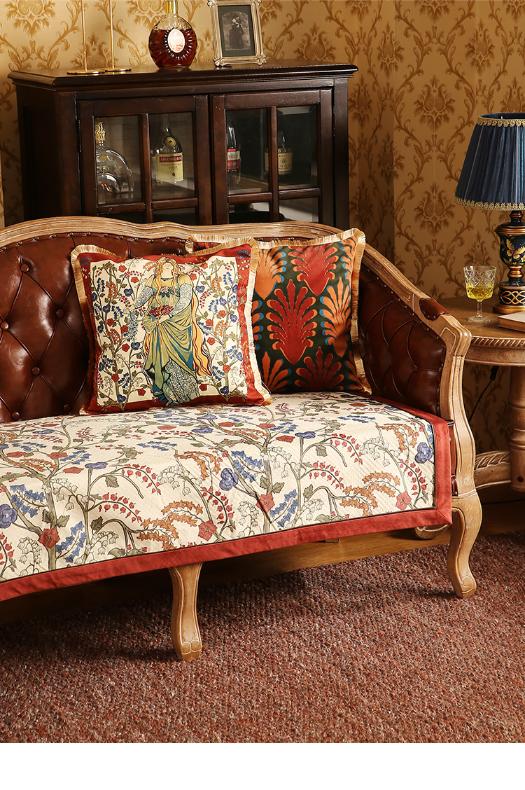 亦娩美式沙发垫轻奢风欧式家居皮沙发套防滑坐垫四季通用复古现代古老