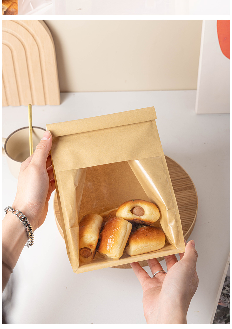 450克吐司面包包装袋切片吐司麻薯牛角包包装袋铁丝自封面包袋子榕下