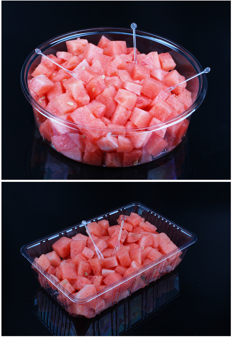 如佐(ruzuo) 西瓜打包盒一次性西瓜盒子水果鲜切盒圆形透明装哈密瓜盒