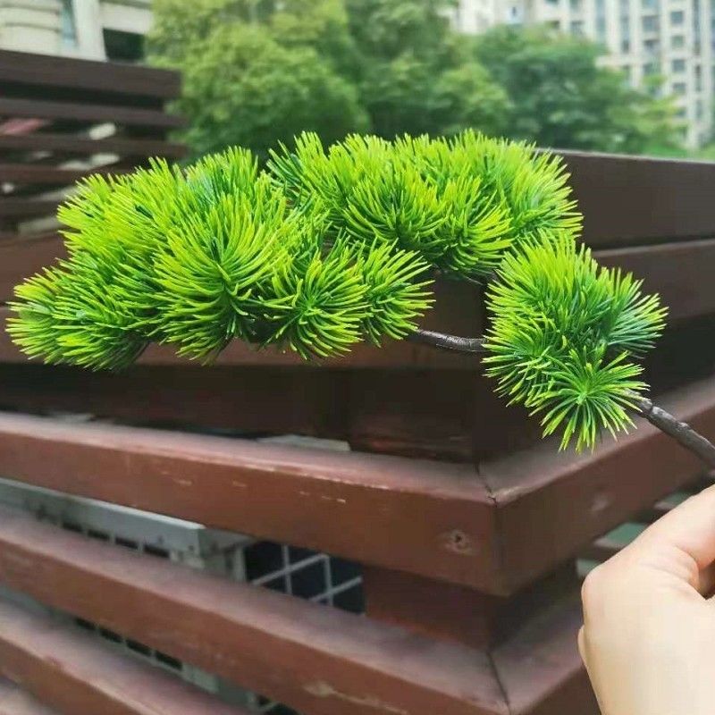 仿真松枝迎客松叶假松针崖柏家居装饰中式造景塑料花美人松批发仿真