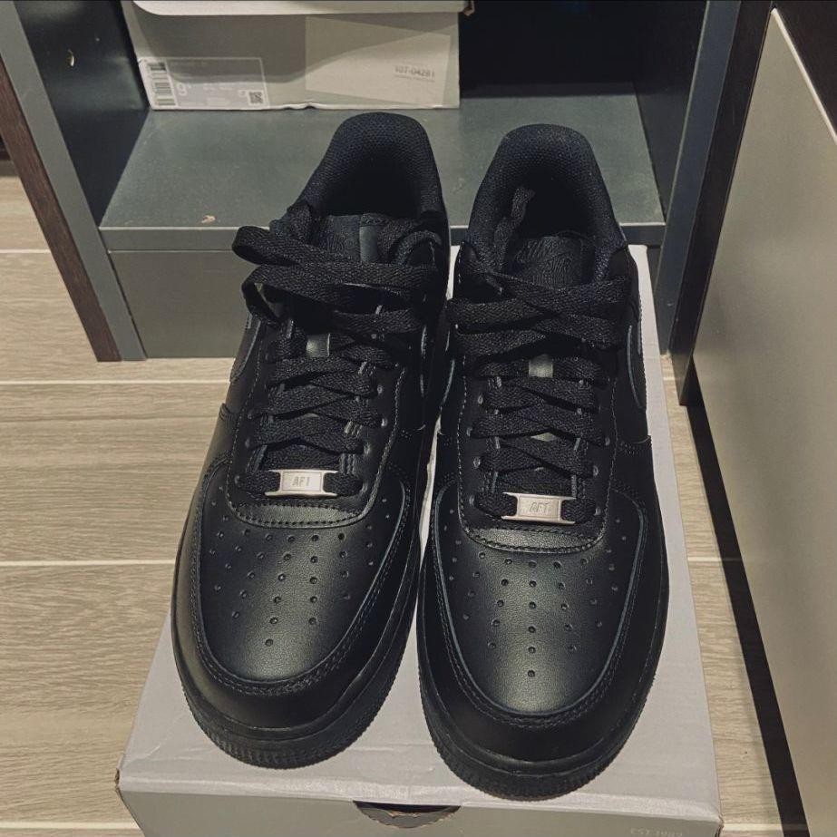 nike耐克王一博同款airfce1af1空军一号黑武士纯黑男女同款低帮