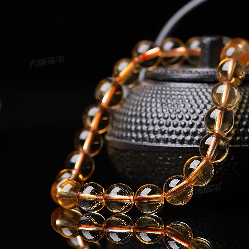 大绳 黄色水晶珠子手串女送礼礼品珠财运珠男士送女友黄晶石收藏级