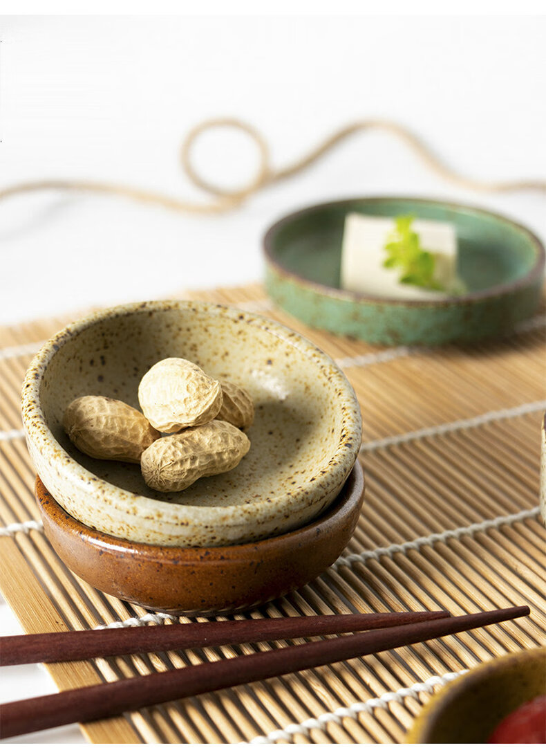 蘸酱碟粗陶小碟子复古蘸料蘸酱碟家用醋碟调味碟酱油碟咸菜圆碟 钵形