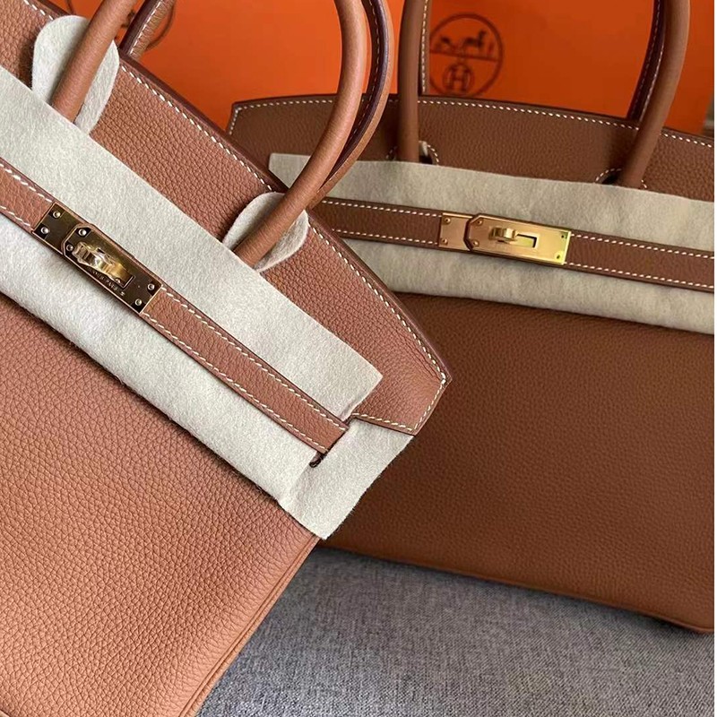 尚品城hermes爱马仕女包 birkin bk25cm金棕色双手柄手拎包 金棕色
