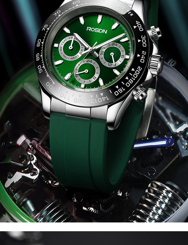 劳士顿rosdn手表男多功能运动男表商务休闲夜光防水男士手表大表盘