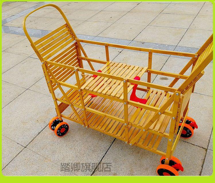 双胞胎婴儿推车双胞胎婴儿推车竹编二胎大小宝儿童竹车可坐可躺可站