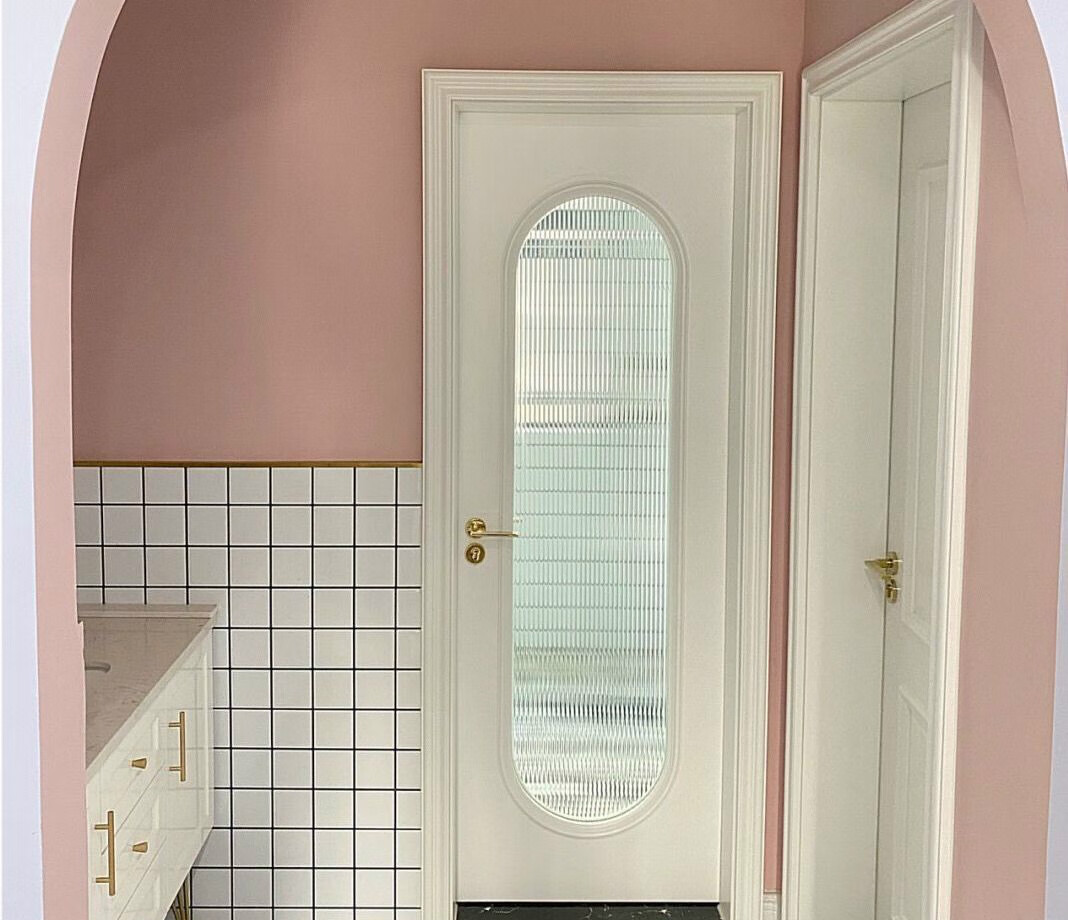 扣线房间超白长虹玻璃厨房卫生间玻璃门网红法式轻奢木门免漆2号