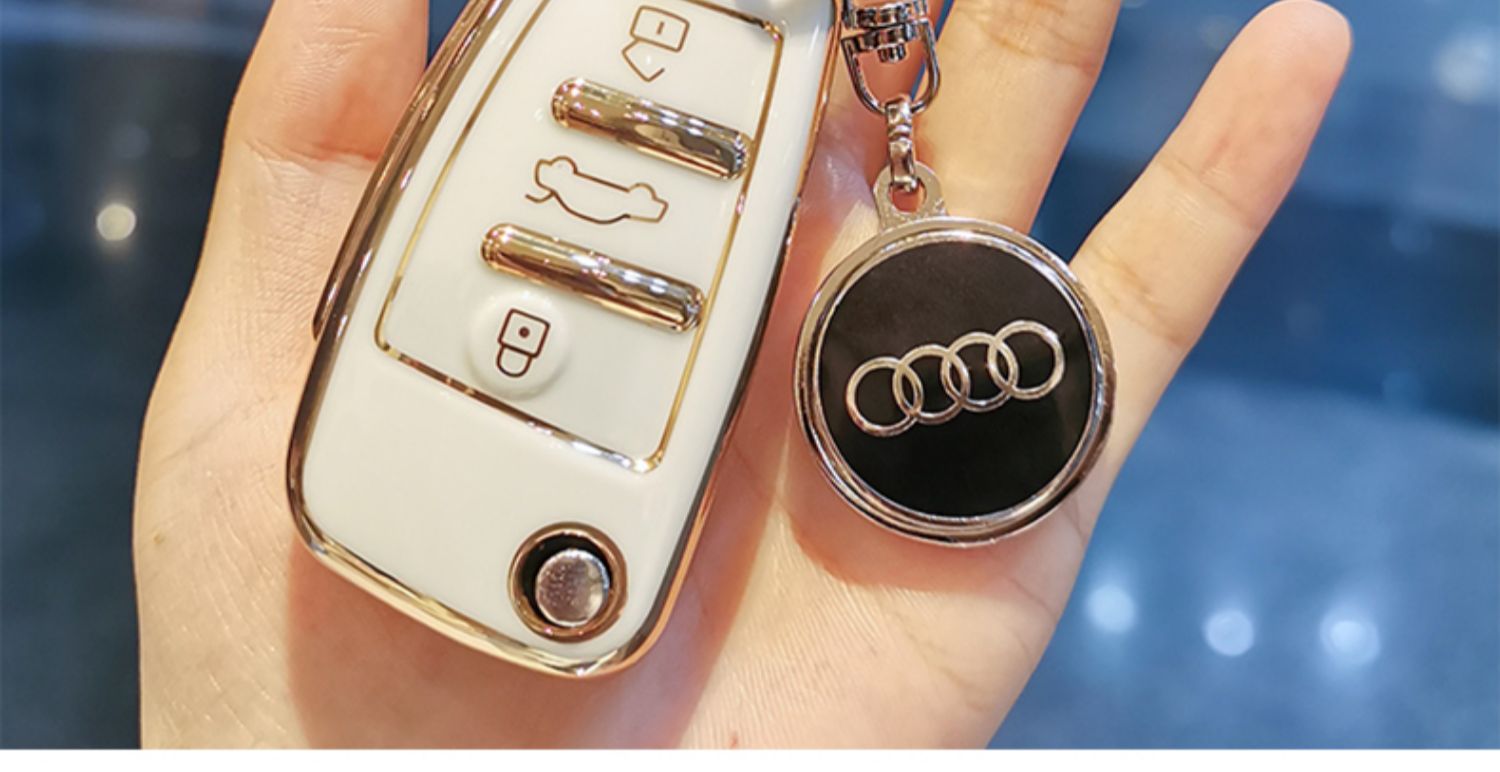 奥迪a3钥匙套折叠q2l车q3包壳扣女2021新款专用汽车用品改装抹茶绿h带