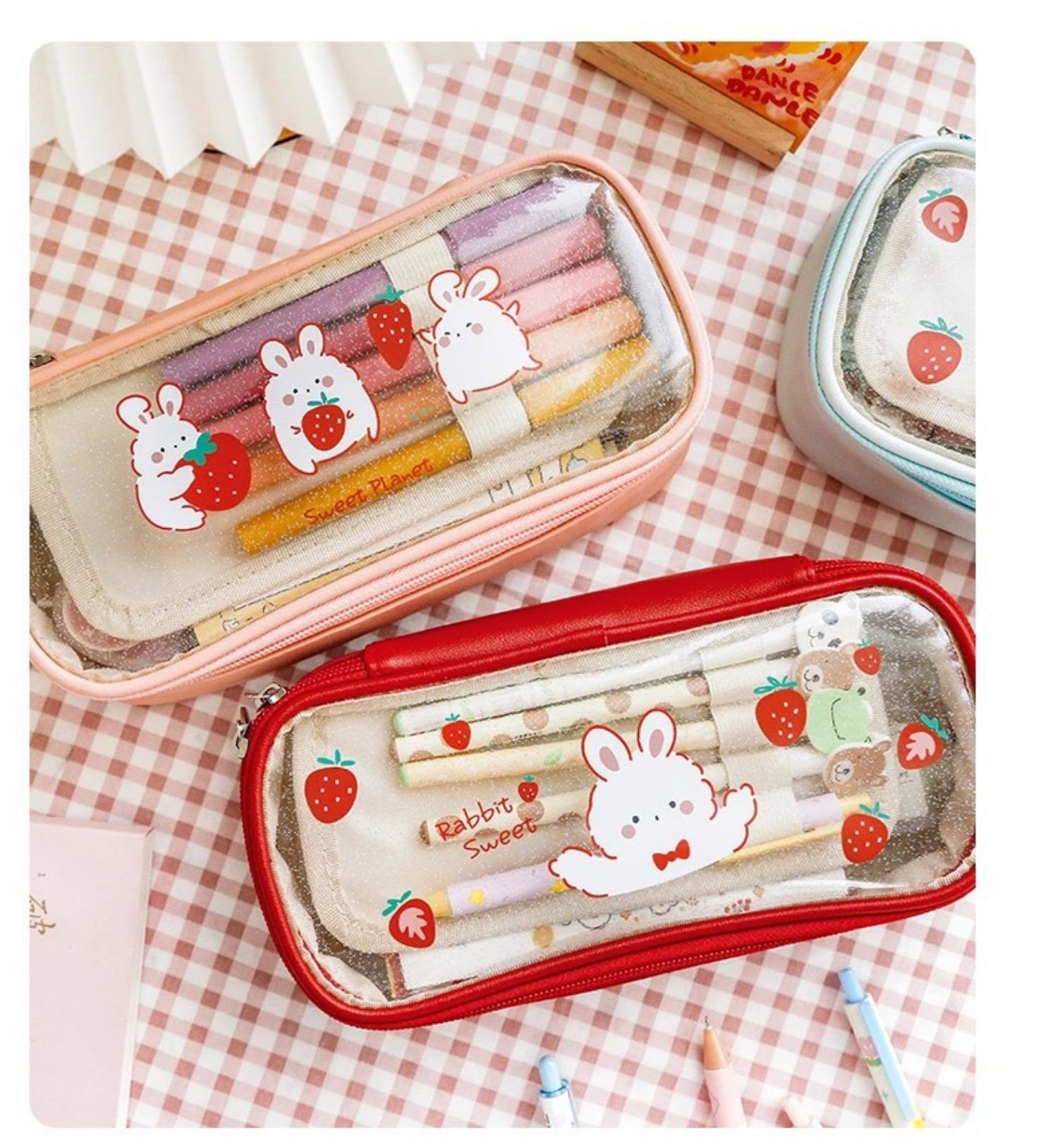 初中网红儿童铅笔袋少女心可爱超萌简约2022新款流行女方形笔袋蓝色