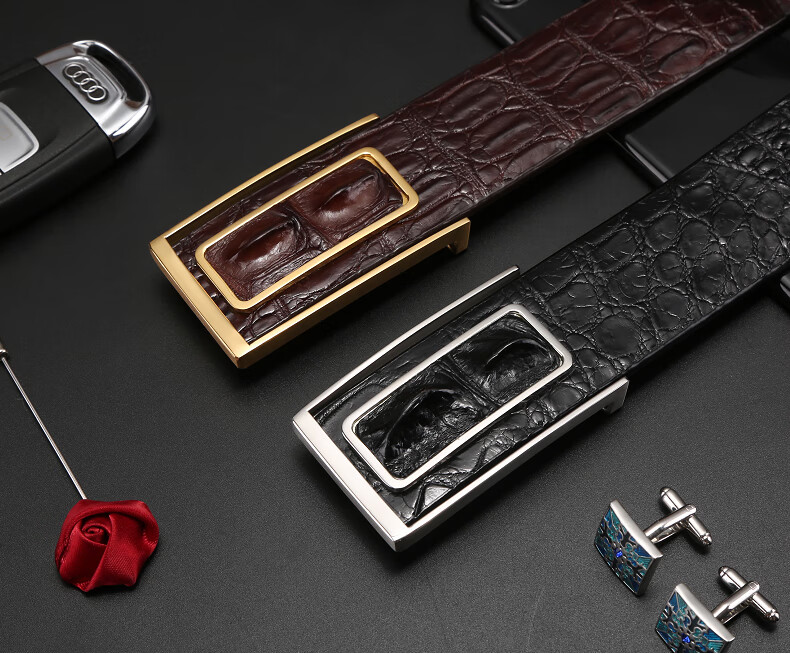 卡梵蒂鳄鱼皮男士皮带真皮双排大骨高档奢侈品大牌商务休闲潮裤腰带