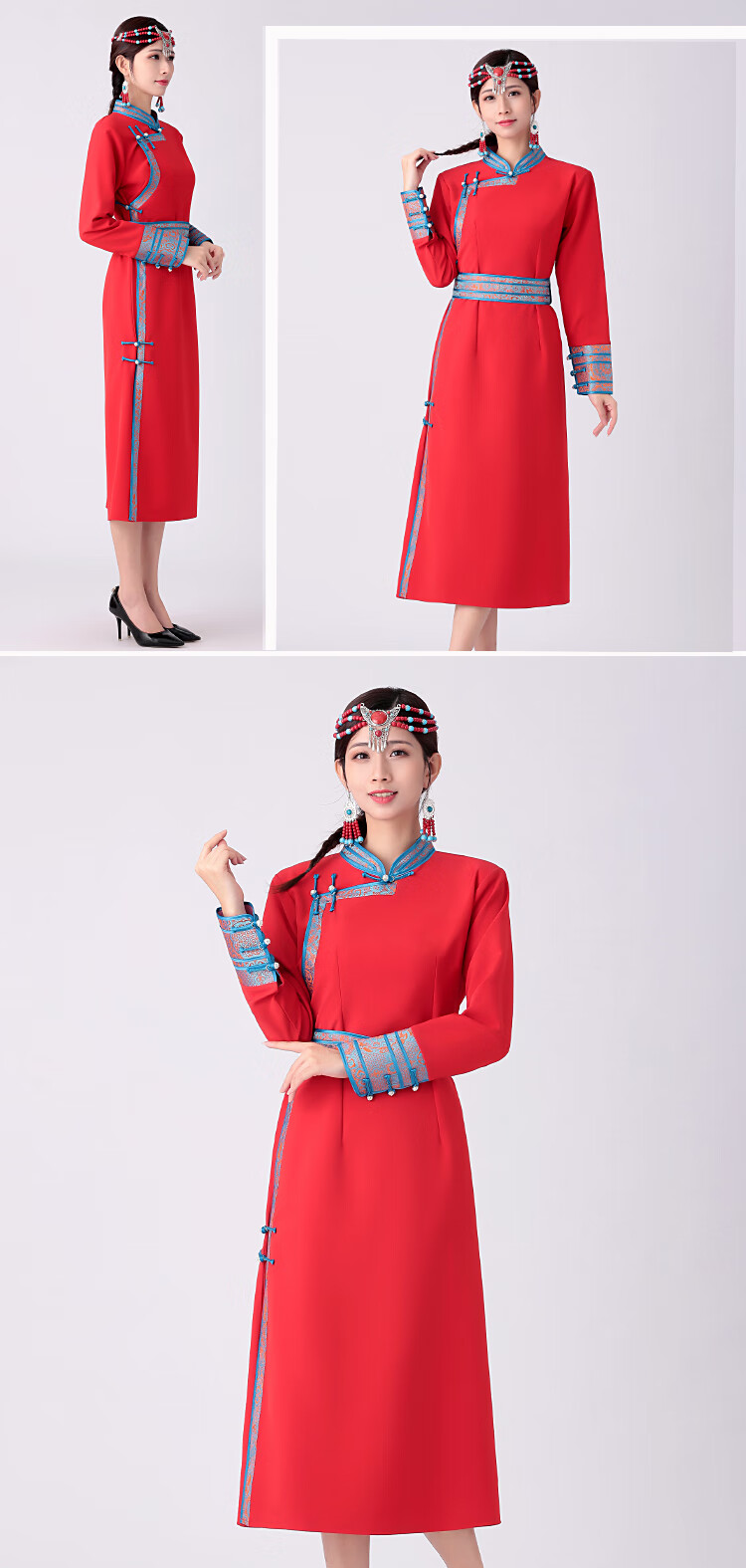 成人夏季日常蒙古族服装蒙古袍女士装生活装改良蒙古女现代民族风工作