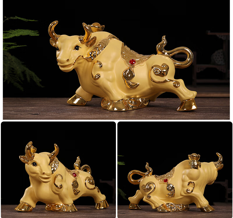 舒唯斯景德镇陶瓷酒瓶十二生肖金牛3斤牛气冲天密封家用空酒坛壶礼盒