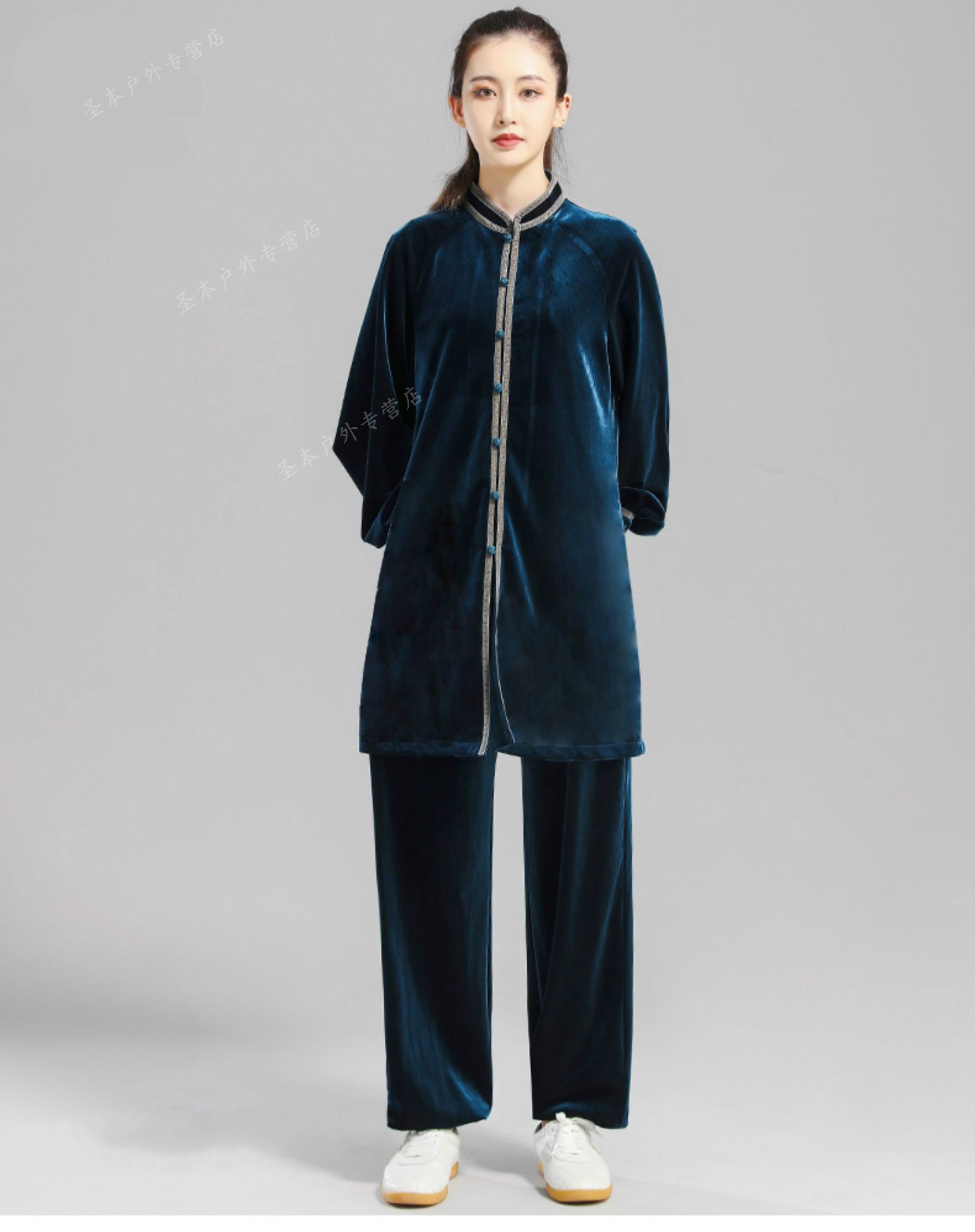 新款太极服金丝绒中长款女太极拳练功服装男加厚金丝绒秋冬款季sn4127