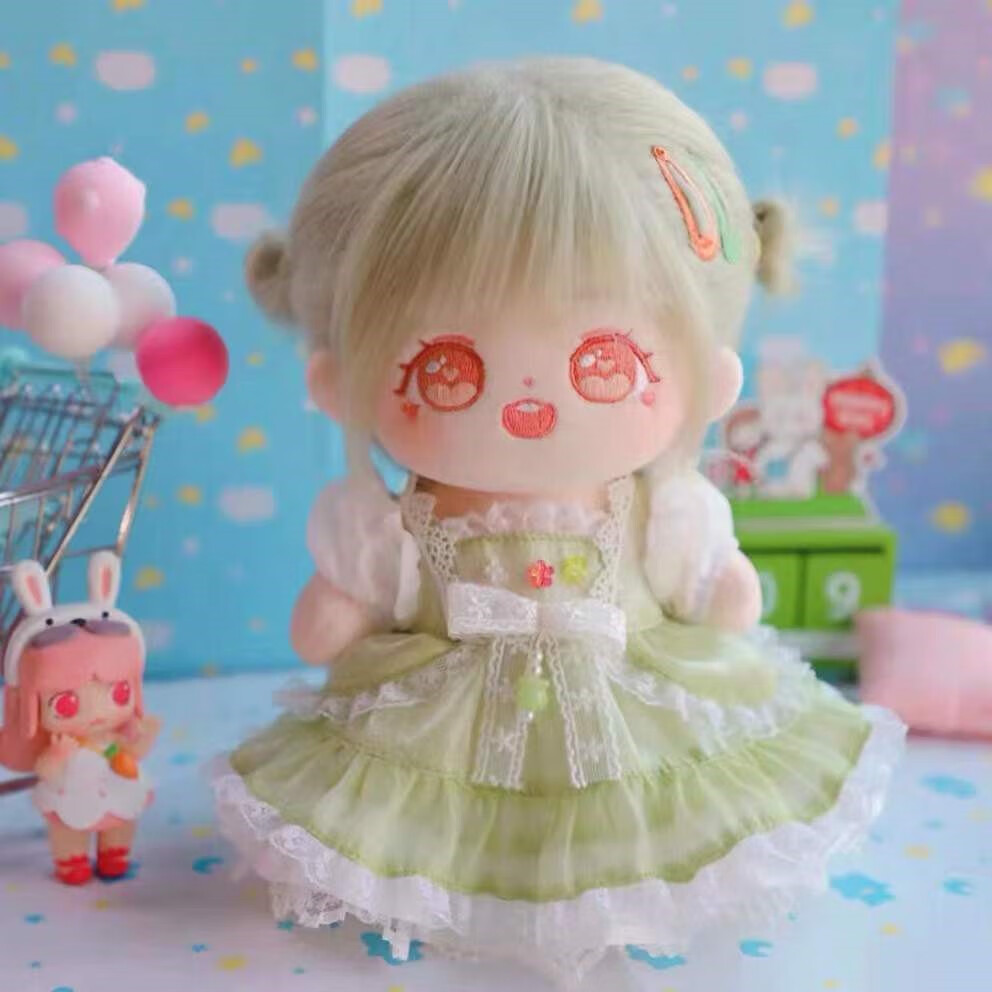 20cm棉花娃娃蜜呱酱炸毛头发裸娃 果果樱花小世界 蜜呱酱  发型扎丸子